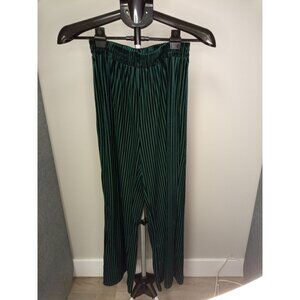 Shein Women's Green Vertical Striped Velvety Pants Size Petite Large